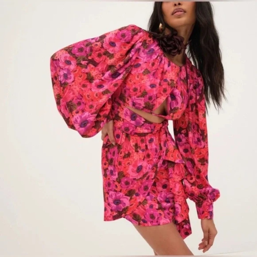 For Love & Lemons Lauren Floral Cutout Mini Dress Size XS NWT - Picture 9 of 14